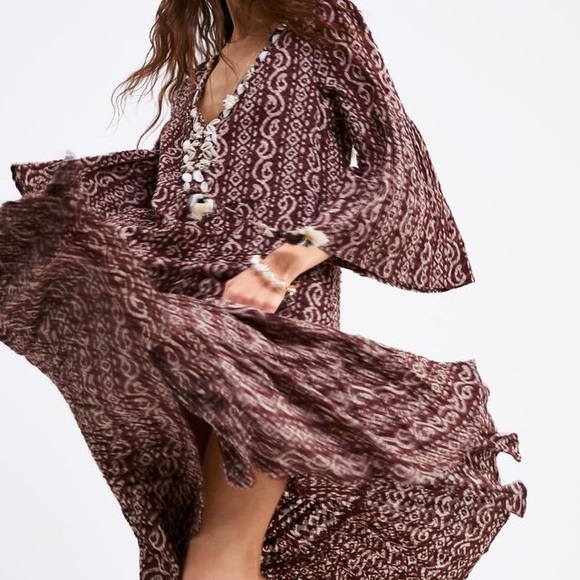 Zara Dresses Beautiful Seashell Floral Printed Dress Zaramed Poshmark